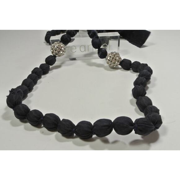 Neiman Marcus Lee Angel Black Silk Bauble Knot Fireball Tie Necklace NWT 350 - Picture 8 of 12